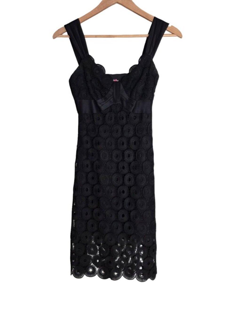 Women's - Yoana Baraschi Black Medallion Lace Sheath Dress, Size 0 - Picture 2 of 10
